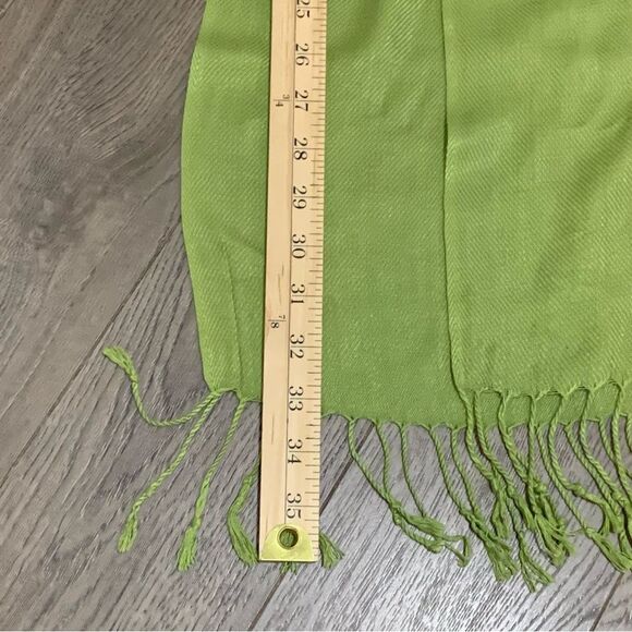 PASHMINA Avocado Green Tassel Scarf shall. - Picture 10 of 13